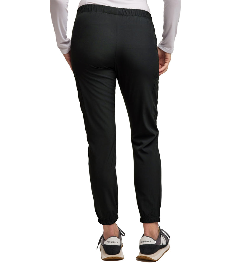[Australia - AusPower] - Green Town Scrubs for Women - Jogger Scrub Pant, Cargo Pockets, Stretch Fabric, Drawcord, Easy Care Large Black 