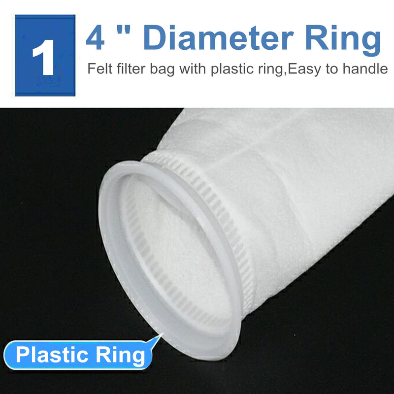 [Australia - AusPower] - 2 Pack 25 Micron 4"x9" Felt Filter Bags, 4 Inch Ring by 9 Inch Long, Liquid Filter Socks Size 3 