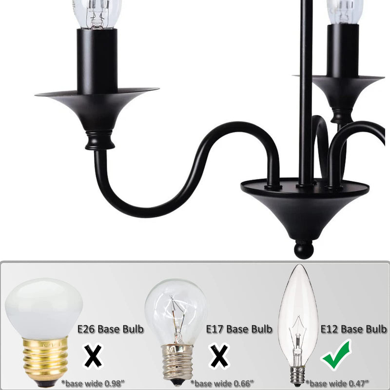[Australia - AusPower] - 2 3 4 6 7 Inch Black Plastic Candle Cover Sleeves,Chandelier Socket Sleeves,Candelabra Base E12 Socket Covers Set of 12 (4-Inch Long / 12-Pack) 4-Inch Long / 12-Pack 