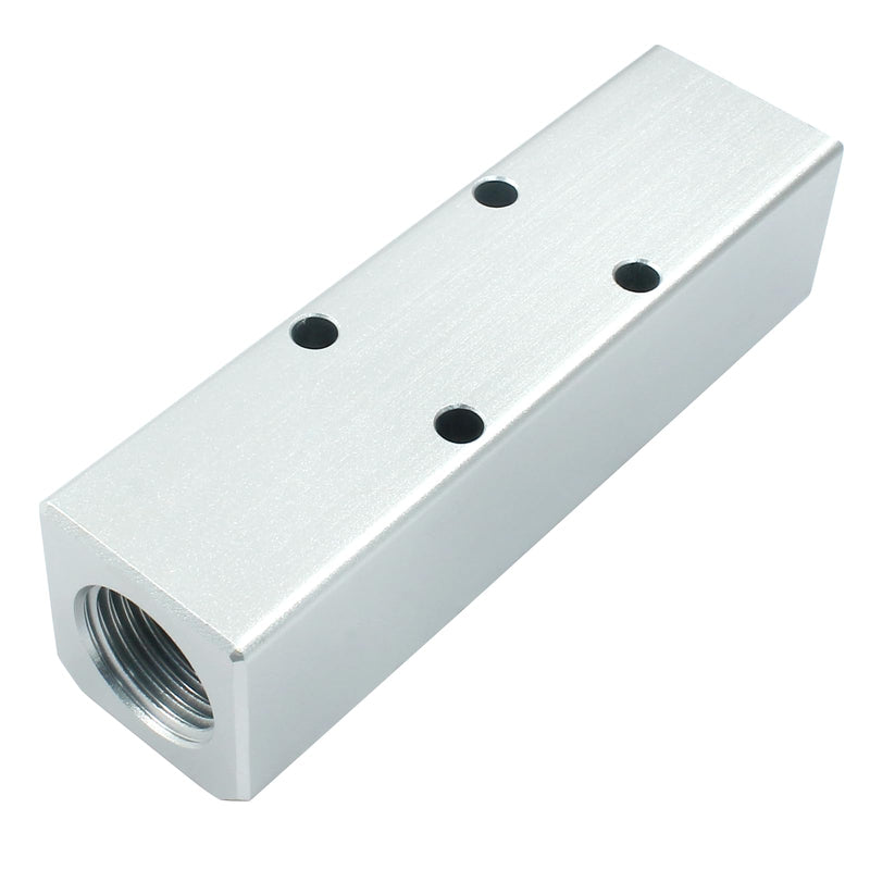[Australia - AusPower] - 3 Way Pneumatic Manifold Air Distribution Block, G1/2 Supply Port, G1/4-Inch Output Port, Pneumatic Air Compressor Manifold Fitting 3 Way 5 Port 