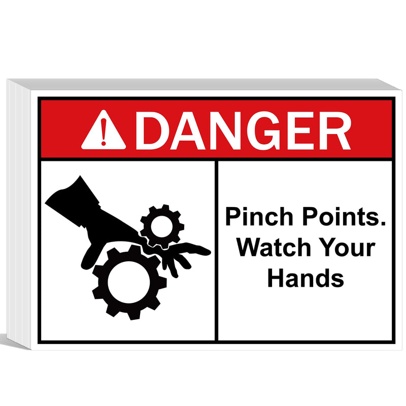 Brand Name Danger Pinch Points Warning Labels, 7-Level Sunscreen Ink, 8-Year Fade Resistant, 5x3.5 Inch, Unique Reminder Mark, OSHA Safety Signs for Warehouse, Machine (100 Pack) 100