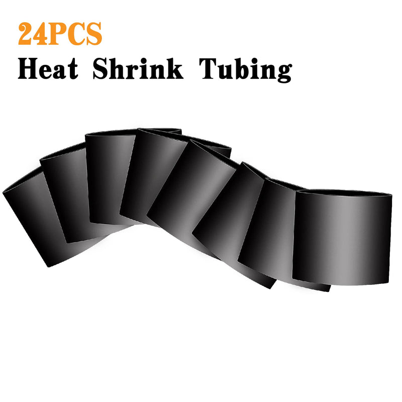 48PCS Battery Terminal Connectors Cable Ends,AWG 1/0 2/0 3/0 4/0 Crimp Copper Wire Ring lugs with Heat Shrink Tubing Assortment Kit AWG1/0 2/0 3/0 4/0