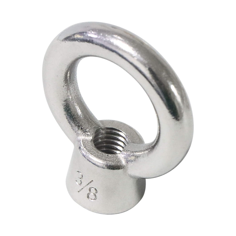 3/8" UNC Marine Grade Lifting Eye Nut, 316 Stainless Steel Threaded Nut Fastener, 4 Packs 3/8"