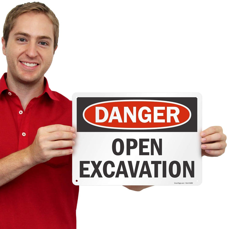 SmartSign - S-6735-PL-14 "Danger - Open Excavation" Sign | 10" x 14" Plastic