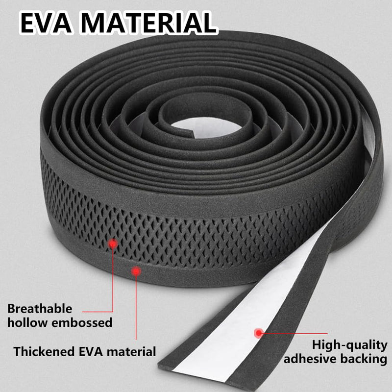 Bike Handlebar Tape EVA, Bicycle Bar Tape with Adhesive Backs, Comes with Pair of Bar End Plugs 2 Rolls per Set