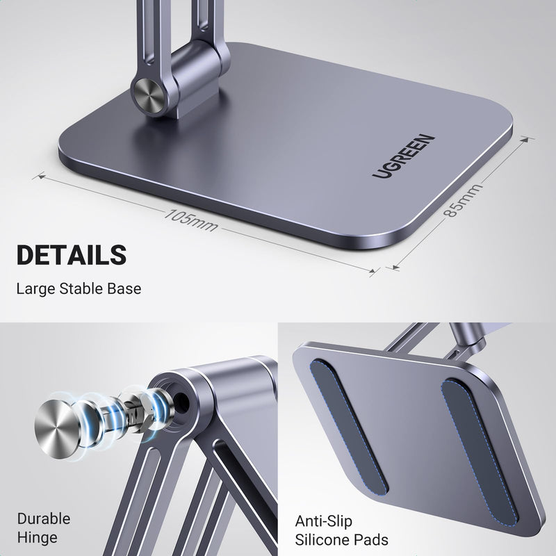 [Australia - AusPower] - UGREEN Magnetic Phone Stand Compatible with MagSafe iPhone Stand for Desk Ergonomic Design Adjustable, Aluminum Cell Phone Stand Compatible for iPhone 15 14 13 12 Pro Max and MagSafe Case, Grey 