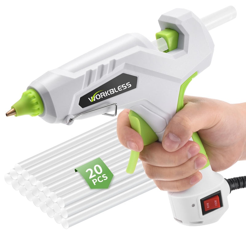 [Australia - AusPower] - WorkBless Hot Glue Gun, Dual Temp Glue Gun 60W/100W, Fast Heating Heavy and Duty Glue Gun with 20PCS Full Size Glue Sticks for Arts, Home Repair, Professional DIY & Industrial Use 