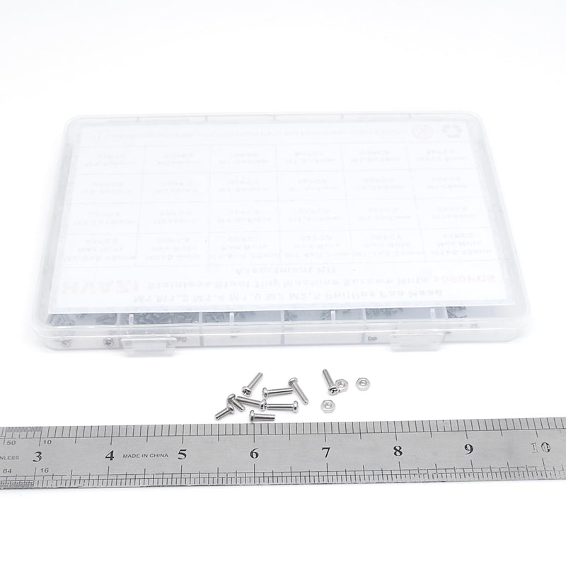 [Australia - AusPower] - Metric M1 M1.2 M1.4 M1.6 M2 M2.5 304 Stainless Steel Phillips Pan Head Tiny Machine Screws Nuts Assortment Kit M1M1.2M1.4M1.6M2M2.5 