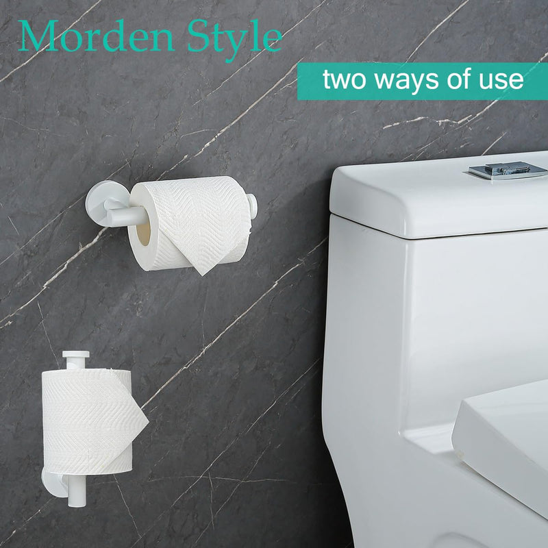 White Toilet Roll Holder Bathroom Toilet Paper Holder Wall-Mounted TP Toilet Tissue Holder White