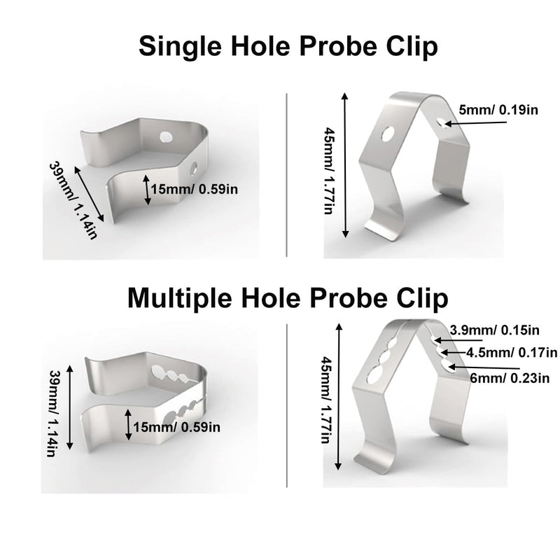 [Australia - AusPower] - 4 Pieces Stainless Steel Safety Probe Clips,BBQ Grill Meat Temp Probe Clip Holder,2-Styles Flexible Probe Clamps for Temp Reading Home Hotel Store Mix Size 