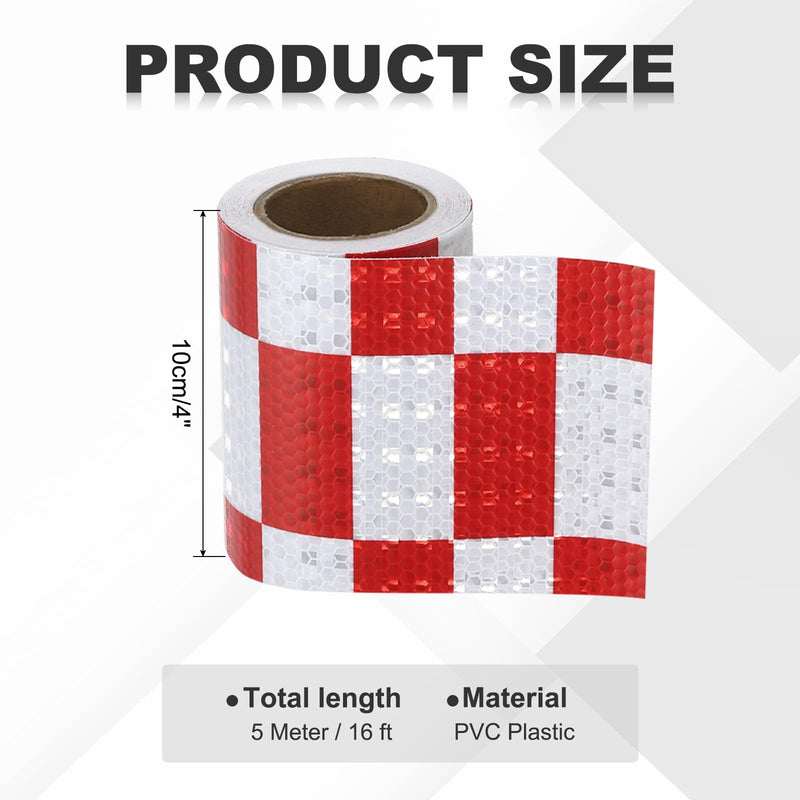 MECCANIXITY Reflective Tape, 4 Inch x 16 ft Self-Adhesive Trailer Reflector Tape Warning Safety Sticker Night Reflectors for Cars Trucks, Red White 4 Inch x 16 Feet