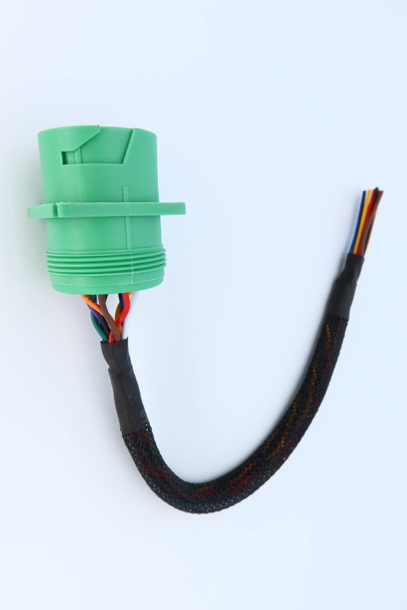 [Australia - AusPower] - Type 2 Green j1939 Pigtail Cable Female 9Pin to Open end Flange 1ft Flange Female Pigtail 