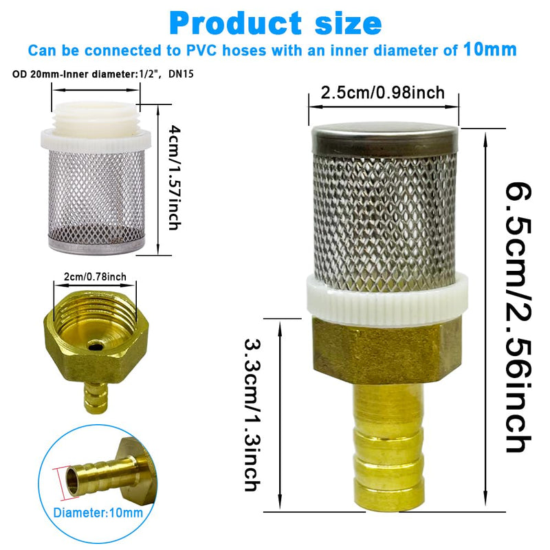 [Australia - AusPower] - Stainless Steel Filter Copper Tube Joint 10mm Diameter Hose Connection, Garden, Swimming Pool, Fish Tank Hose Filter, Suction Strainers Used to Remove Debris and Reduce Solid Entry(10mm) Diameter 10MM 