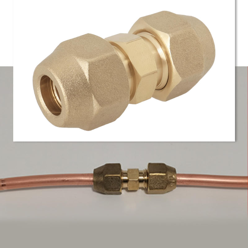 [Australia - AusPower] - 1Pc 3/8 Refrigerant Line Union Nut Brass Flare Union Connector for 9mm and 9.52mm Outer Diameter Air Conditioning Copper Tube 3/8 Inch 