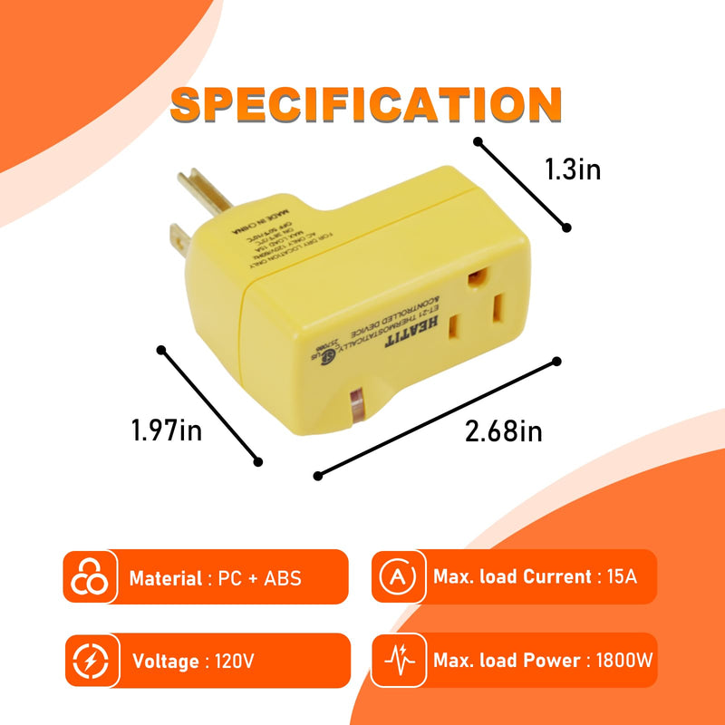 HEATIT ET-21 Freeze Thermostatically Controlled Outlet On at 38F /Off at 50F ET-21-4 4PCS 4.0