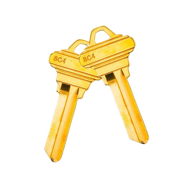 Brass Finish Uncut Key Blanks, SC4 (6SH1) Blank Keys, SC4 Key Blanks 6 Pin (100-Pack) SC4 100PCS