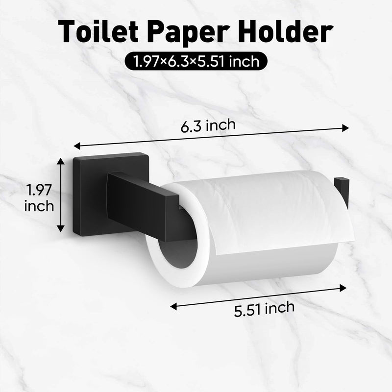 BlumWay 5-Pieces Matte Black Bathroom Accessories Set, 16 Inch Bathroom Hardware Set, SUS304 Stainless Steel Bath Towel Bar, Toilet Paper Holder,Towel Racks for Bathroom Wall Mounted 5 Pcs 16 Inch