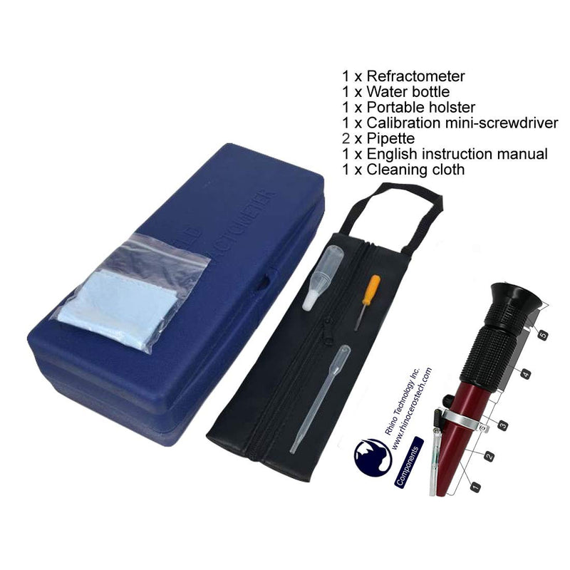 [Australia - AusPower] - 0 to 18% Brix Hand Held Rhino Refractometer with Automatic Temperature Compensation, with Low Sugar Fruits, Maple Sap, Vegetable Juice,Cutting Liquids Test 