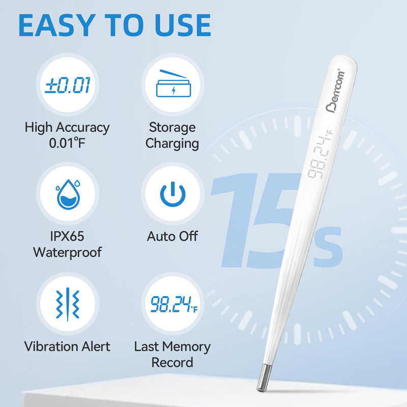 [Australia - AusPower] - [Value Bundle] Berrcom Rechargeable Digital Thermometer AET-F372 & Berrcom Digital Thermometers for Adults and Kids DT008 