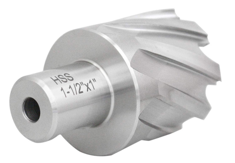 Accusize Industrial Tools Hss Annular Cutter, 1-1/2'' Diameter by 1'' Depth with 3/4'' Weldon Shank, Ansi Standard, 2080-2029 | CBN-Ground HSS Cutter for Steel, Machine-Finish Holes, 1/4 in Pilot Pin Hole, ANSI, 2080-2029