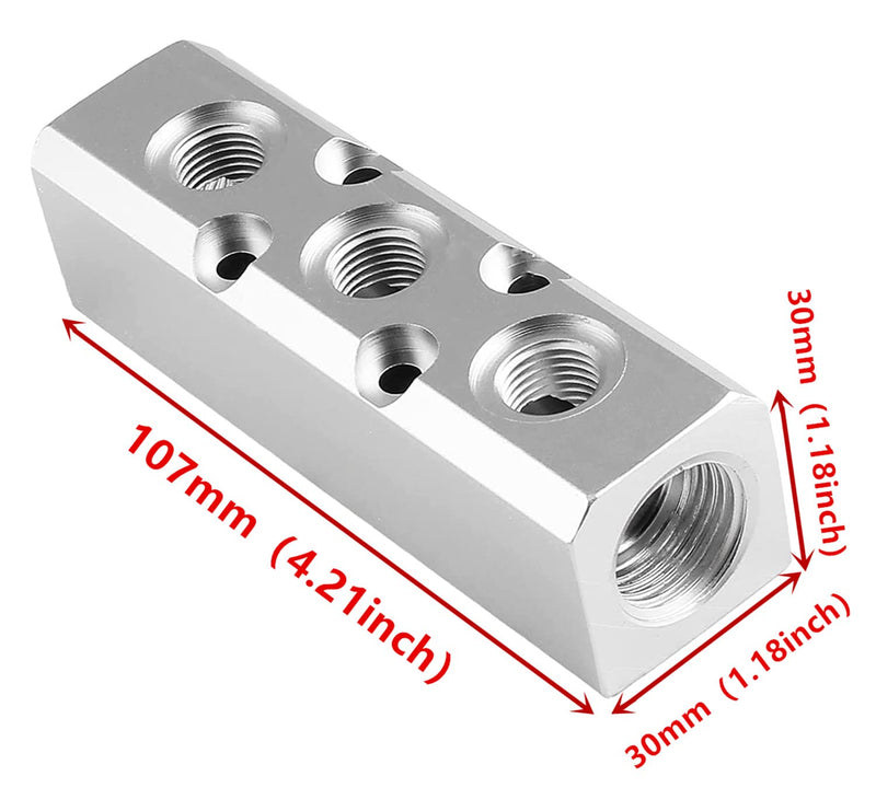 3 Way Pneumatic Manifold Air Distribution Block, Compressed Air Manifold Pneumatic Block, Air Coupler Fast Connector for Pneumatic Air Compressor