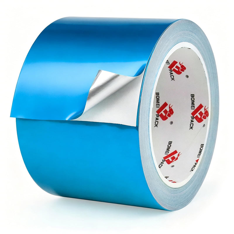 BOMEI PACK Aluminum Foil Tape,Heavy Duty Metal Foil Duct Tape (Blue, 3 Inch) Blue