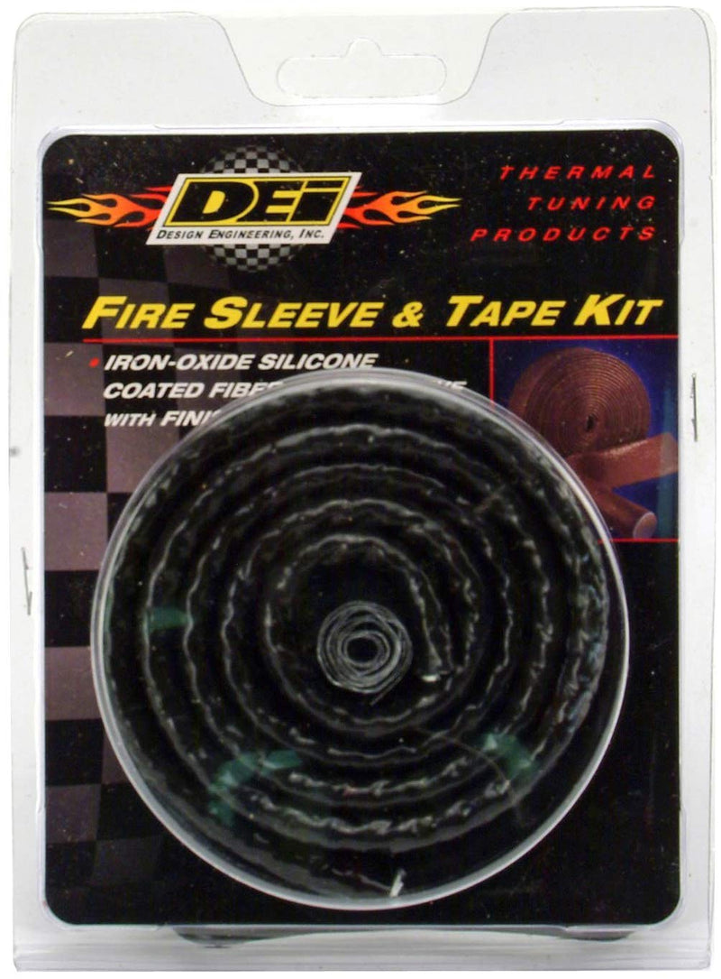 Design Engineering Fire Sleeve and Tape Kit 3/4" I.D. x 3ft – High-Temperature Heat Protection for Wires, Hoses, Cables, Tubing
