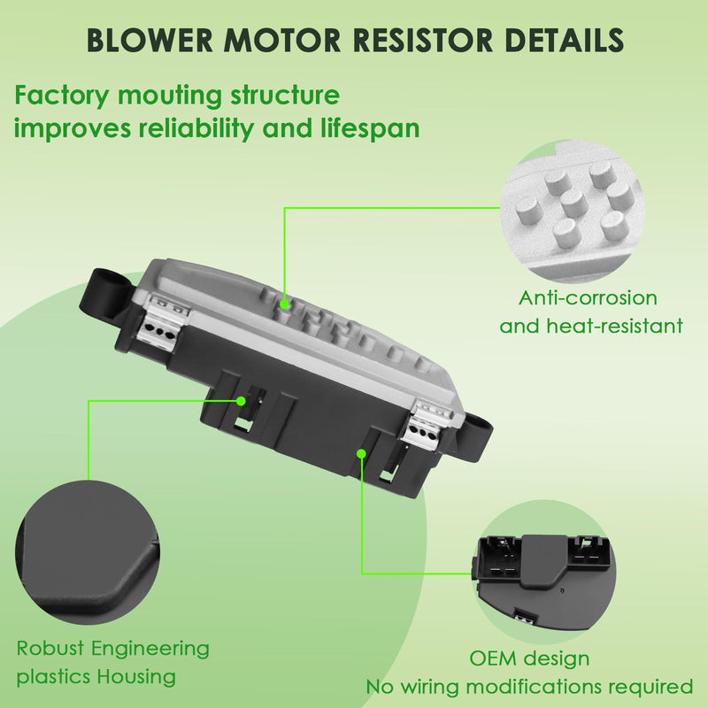 HVAC Heater Blower Motor Resistor - Compatible with Jeep, Chevy & Dodge Vehicles - Grand Cherokee 2014-2021, Trailblazer 2021-2024, Challenger/Charger 2014-2023 - Replace# 68224171AA