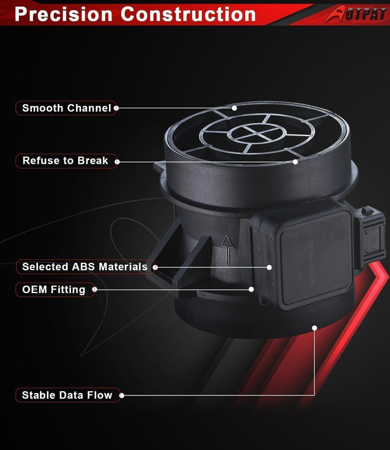 Mass Air Flow Sensor Meter MAF Compatible for:-Hyundai Tucson 2005-2009, Tiburon 2003-2008, Sonata 2001-2005, Santa Fe 2001-2006 for:-Kia Optima 2001-2006, [6Cyl 2.5L 2.7L] Replace# 28164-37200