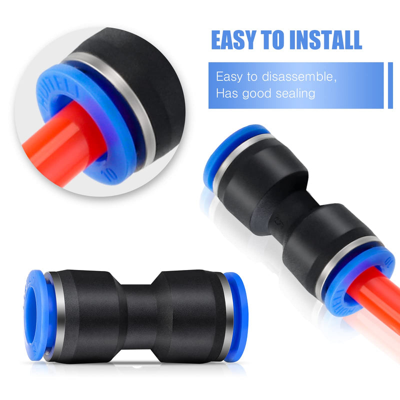 [Australia - AusPower] - 100 Pieces Air Hose Fittings Air Line Fittings Straight Push to link 4 6 8 10 12 mm Quick Release Pneumatic Connectors Plastic Straight Tube Connector Push to Connect Fittings for Tube 