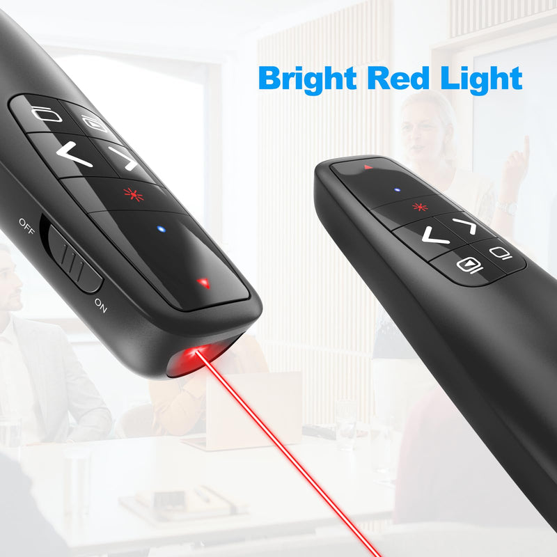 [Australia - AusPower] - Wireless Presentation Clicker PowerPoint Presenter Remote : USB Type C Clicker with Red Laser Pointer Long Range PPT Control -Power Point Google Slide Advancer for Mac Laptop PC Computer Keynote Red Light 