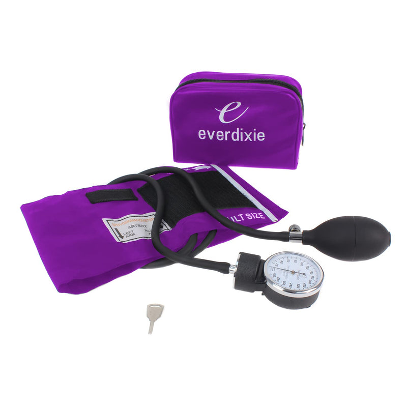 [Australia - AusPower] - Dixie Ems Deluxe Aneroid Sphygmomanometer Blood Pressure Set W/Adult Cuff, Carrying Case and Calibration Tool - Purple 1 Count (Pack of 1) 