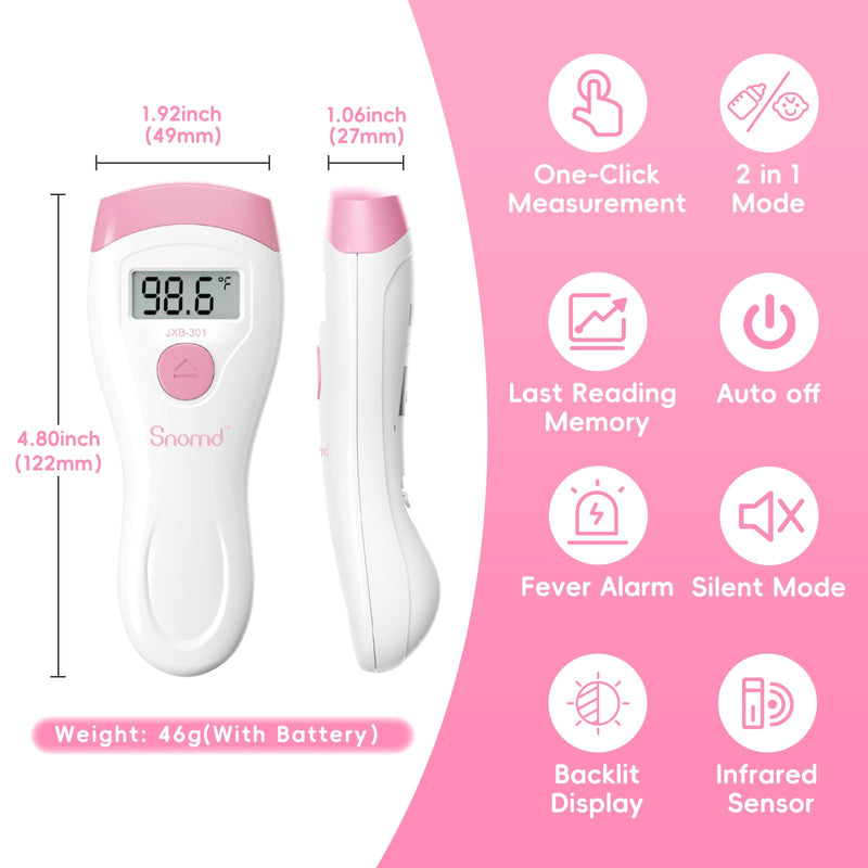 [Australia - AusPower] - Non-Touch Forehead Thermometer, Digital 2-in-1 Infrared Thermometer for Adults, Kids, and Babies with Fever Alarm, Instant Reading, Medical-Grade Accuracy 