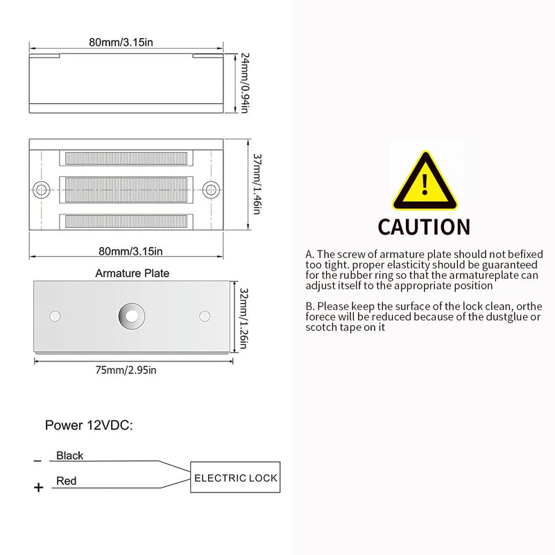 [Australia - AusPower] - Electric Magnetic Lock 60KG 130LBS Holding Force Electromagnet Lock 12V Fail Safe NC Mode Single Door for Access Control System/Metal Door/Fire Proof Door/Wooden Door/Glass Door etc. (60KG/130LBS) 60KG/130LBS 