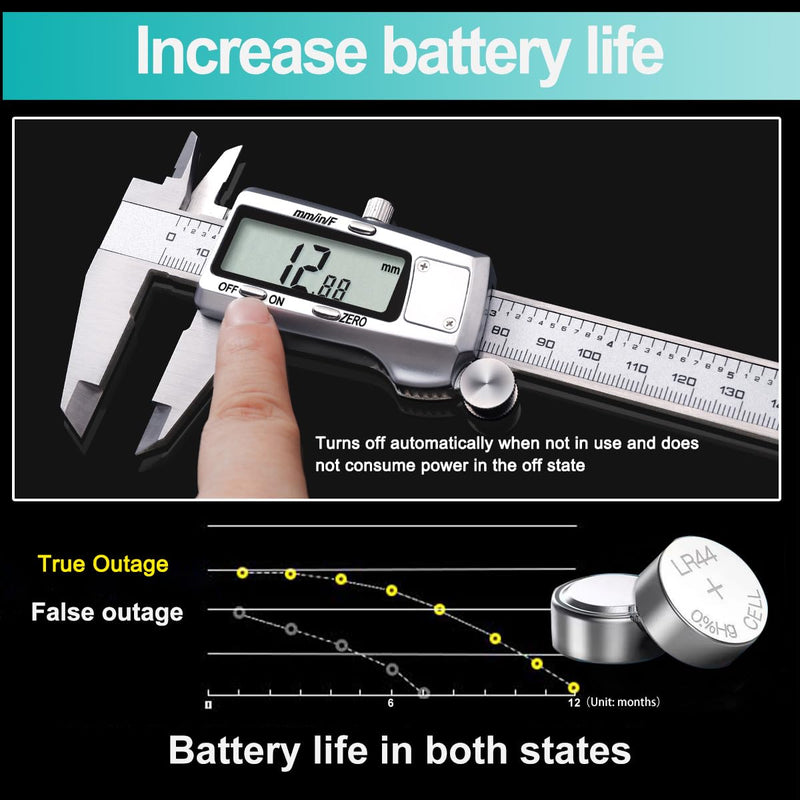 [Australia - AusPower] - Kynup Digital Vernier Calliper, 150 mm Calliper Digital Stainless Steel, Electronic Caliper Measuring Tools, Fully Off, LCD Display for Household and Industrial Measuring Gauge silver 150mm 