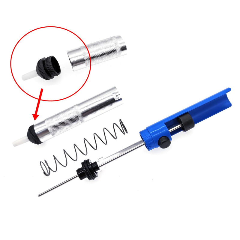 JZK Solder Suction Desoldering Pump, Removable Nozzle with Two Replacement Nozzle Tips, Small Desoldering Suction Pump, Solder Removal Tool, Soldering Accessories