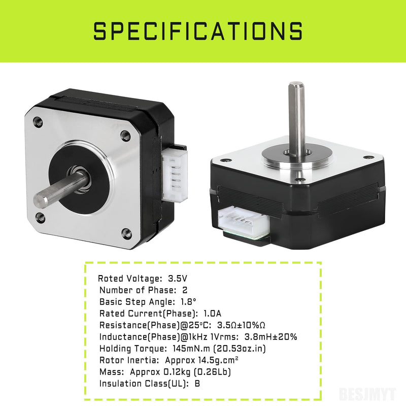 [Australia - AusPower] - Nema 17 Stepper Motor 3PCS High Accuracy 145mNm/20.53oz.in High Torque 20.5mm(0.81inch? Bipolar 1A-3.5V 1.8 Degree 2 Phase 4 Lead for 3D Printer/CNC Machine Tool 