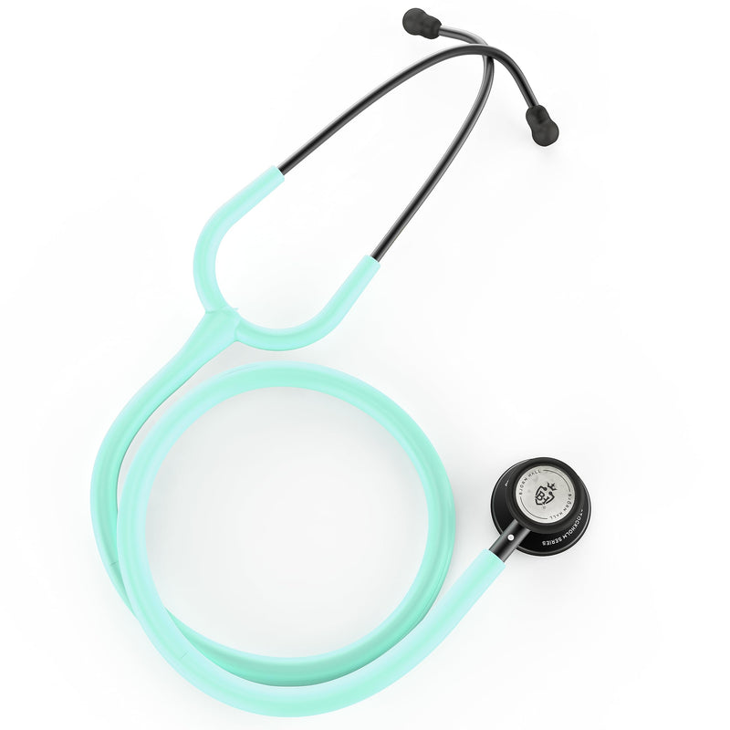 [Australia - AusPower] - Matte Black Turquoise Stethoscope & Case | Adult Dual Head Classic Chestpiece | Lightweight Design 5.9oz | Length 26in | Perfect for CMA Cardiac Med Student Nurse | Mint Teal Tubing MBGT Matte Black - Turquoise Stainless Steel 