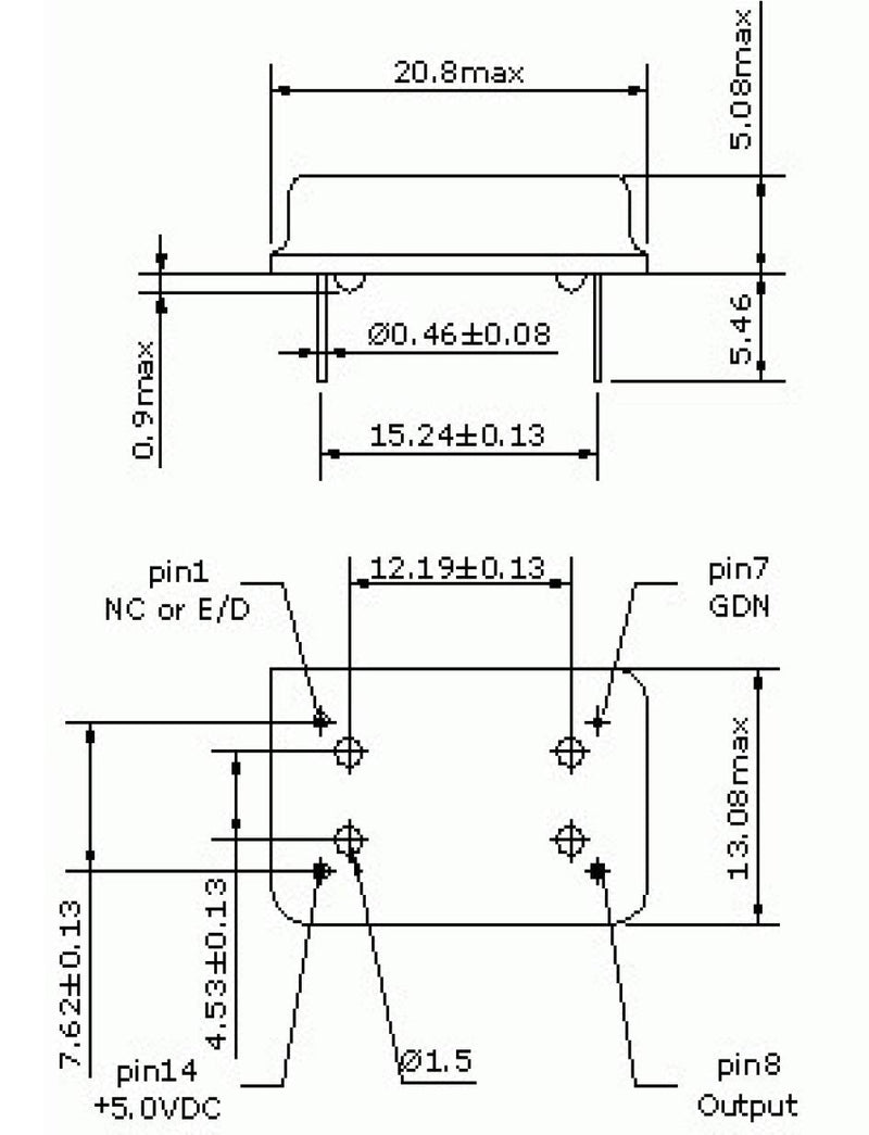 [Australia - AusPower] - 8 MHZ Full Can Footprint Dip14 3V3-5V Crystal Oscillator 2 PCS 
