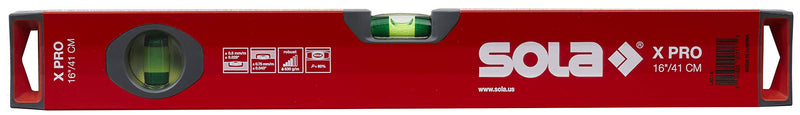 [Australia - AusPower] - SOLA LSX16 X PRO Aluminum Box Profile Spirit Level with 2 60% Magnified Vials, 16-Inch , Red 