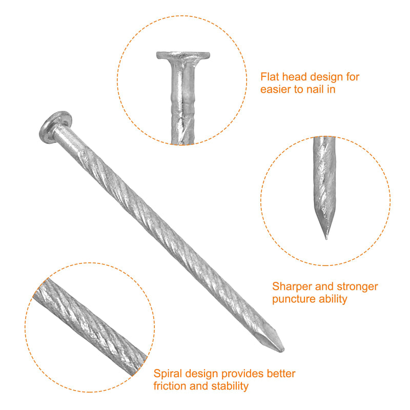 [Australia - AusPower] - uxcell 50Pcs Fence Deck Nails, 1 9/16 Inch 304 Stainless Steel Spiral Deck Nail Spiral Shank Spikes for House Floor Repairing Wall Woodworking, Silver 