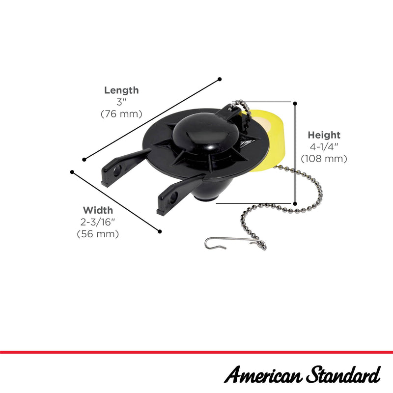 American Standard 7381129-200.0070A Universal Flapper and Chain with Float for 2-Inch Flush Valves, Black