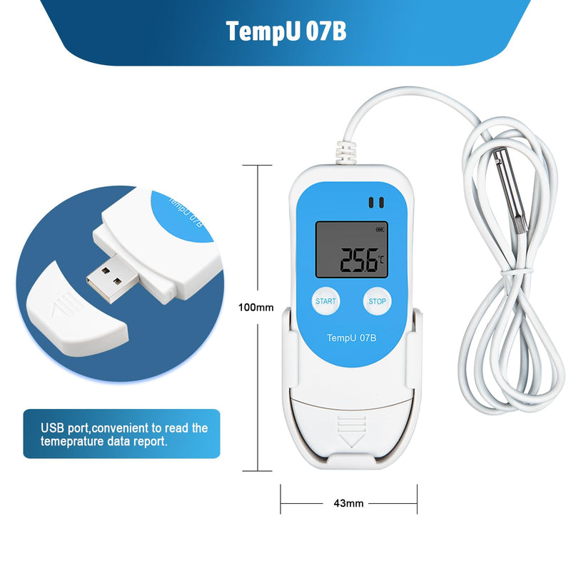 [Australia - AusPower] - Temperature Humidity Data Logger with Probe,Digital Humidity Logger USB Temp Recorder 34560 Groups,Industrial Data Logger Thermometer with Auto PDF&CSV Report for Freezer Refrigerator RH Monitor 