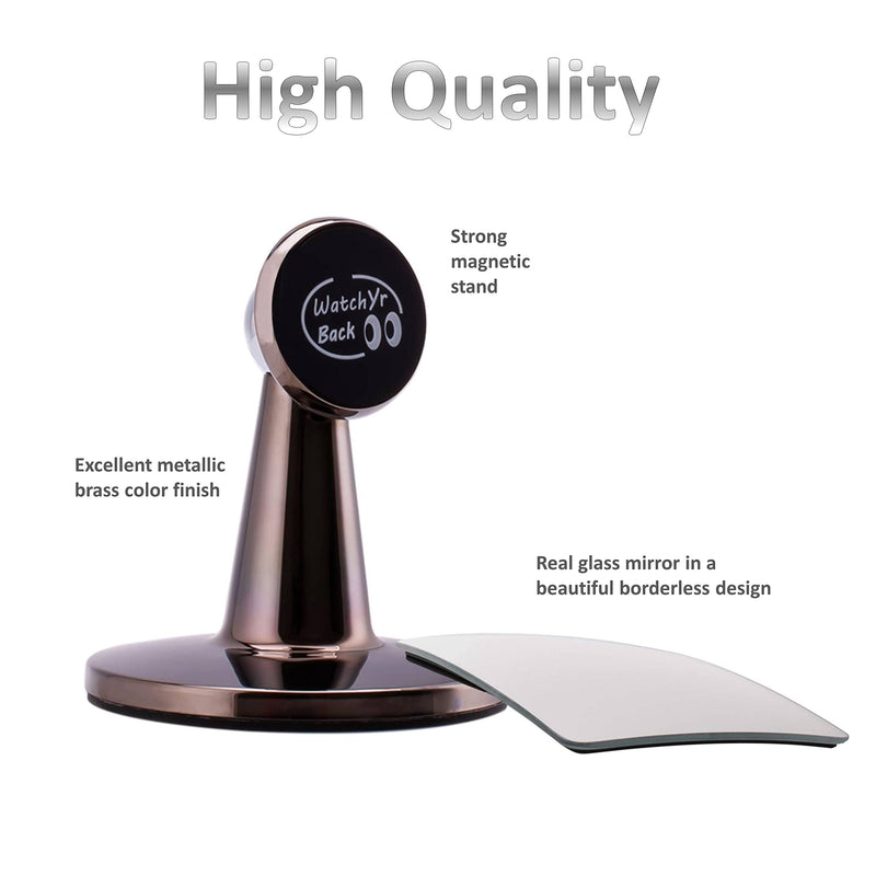 [Australia - AusPower] - Desk and Cubicle Mirror to see behind you, CONICAL SHAPED Stand with detachable Wide Angle real glass Mirror, SMALL & DISCRETE, beautiful design, perfect curvature for an exceptionally clear view Conical_Bronze 