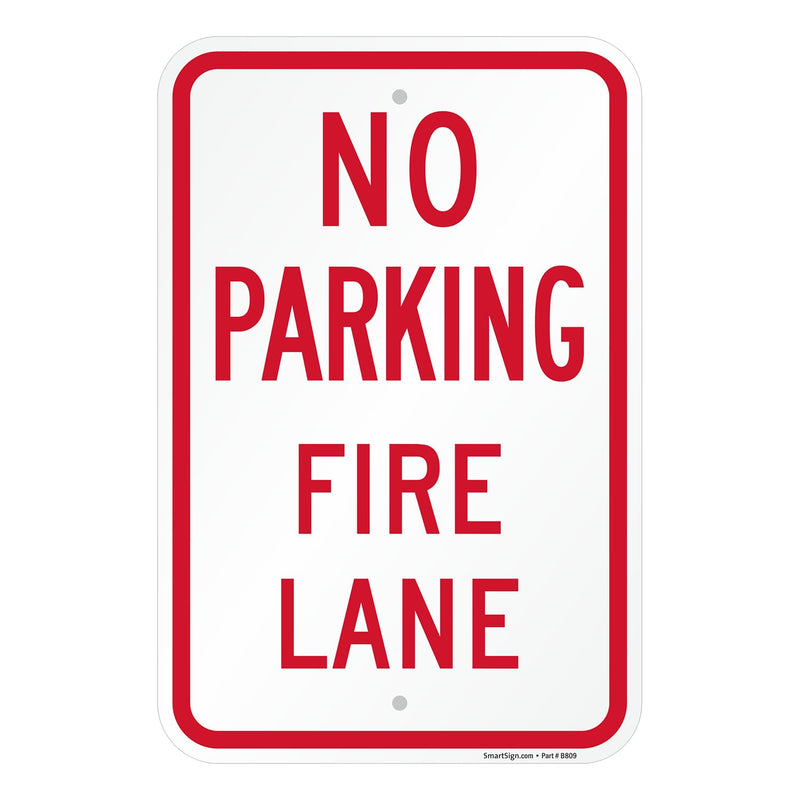 SmartSign No Parking - Fire Lane Sign | 12 x 18 Inches Engineer Grade Reflective ACM, Overcoated for Protection, Rust-Free, Made in USA 12" x 18" - EG ACM