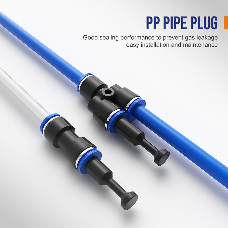[Australia - AusPower] - 60pcs 1/4" OD Push to Connect Air Hose Fittings Kit, Quick Connects Pneumatic For Air Line Inch Tubing (Tee, Straights, Elbows, Splitters and Plug) 1/4"OD Blue Box 60 