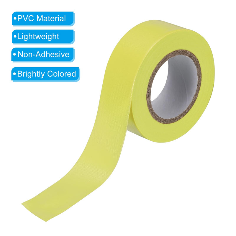 PATIKIL Flagging Tape 1" x98', 2 Pack PVC Non-Adhesive Neon Marking Tape for Tree Survey Boundaries Outdoor Trail, Yellow