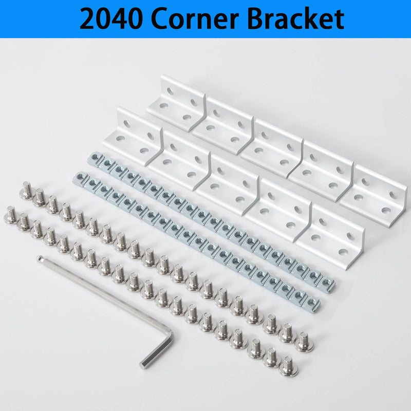 10Set 2040 Corner Bracket Connector for 2040 Aluminum Extrusion Accessories Silver(3625 10Set) 2040 10 Set B
