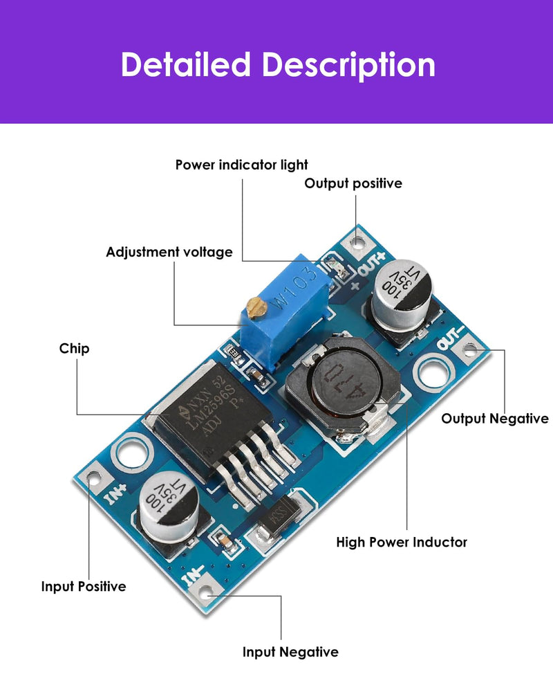 6 Pieces DC-DC Buck Converter, Step Down Module 3.2-40V to 1.25-35V | Step Down Converter, Voltage Regulator Adjustable Step-Down Converter, Stabilised Power Supply for Electronics Projects A-Buck Converter 6