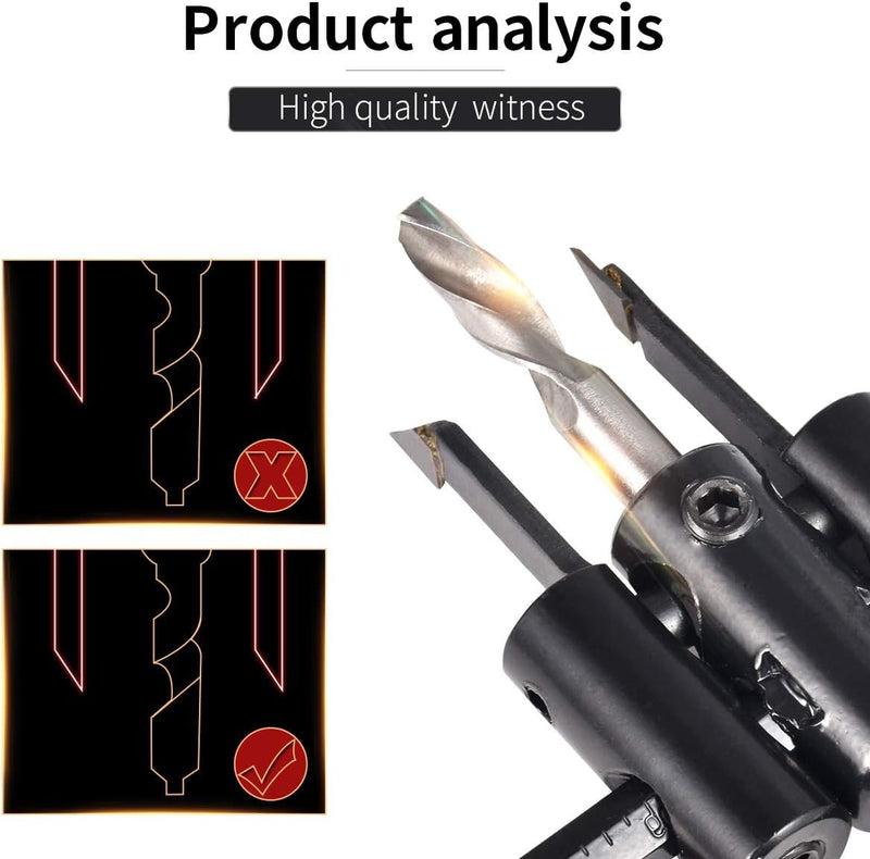 [Australia - AusPower] - HOHXEN Adjustable Rotary Cutter with Twist Drill Bit [Diameter: 30mm-200mm] Adjustable from 1" to 6" for Woodworking DIY Cutting Tool black 